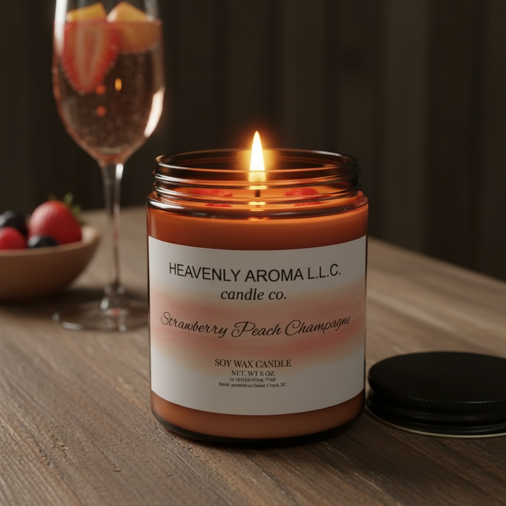Strawberry Peach Champagne Candle